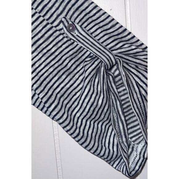 Adrienne Vittadini Linen Blouse Size 2X Black and Grey Stripes Half Sleeves - Picture 4 of 9